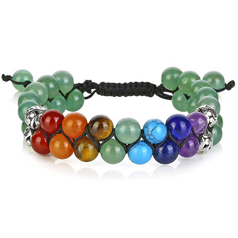 Double-Layer Natural Volcanic Lava Stone & Green Aventurine Yoga Bracelet