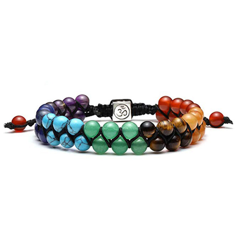 Double-Layer Natural Volcanic Lava Stone & Green Aventurine Yoga Bracelet