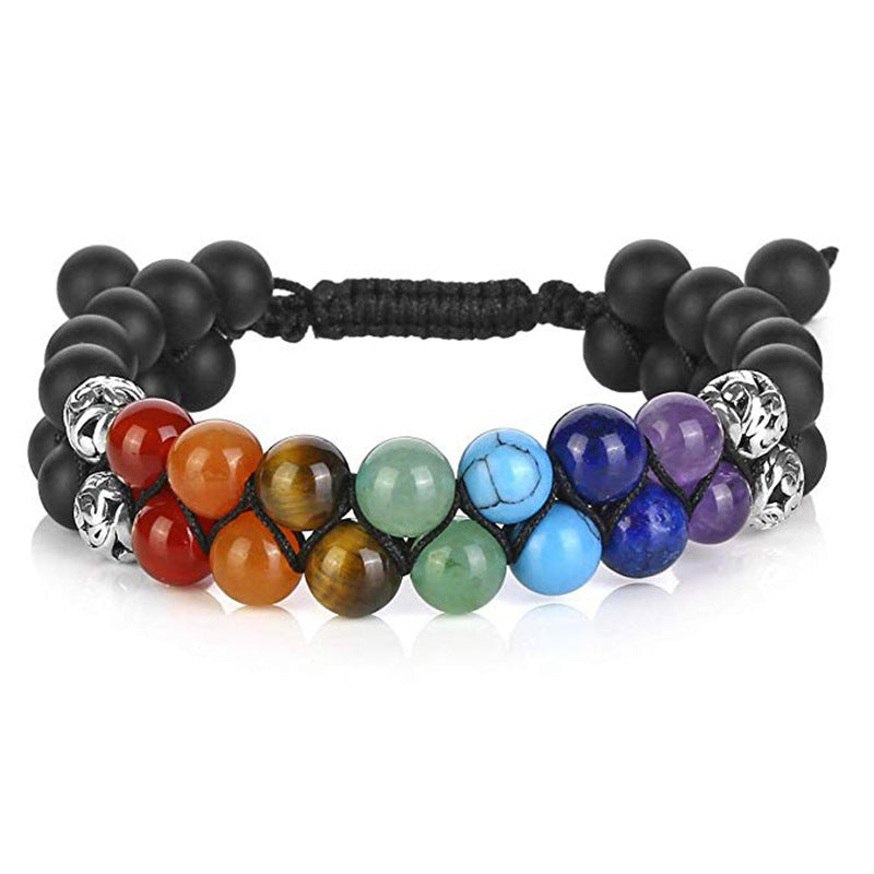 Double-Layer Natural Volcanic Lava Stone & Green Aventurine Yoga Bracelet