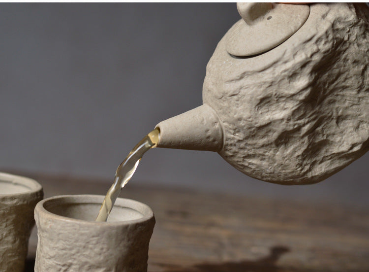 ZenStone: Handcrafted Meditation Teapot & Cup Set for Tranquil Tea Rituals
