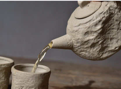 ZenStone: Handcrafted Meditation Teapot & Cup Set for Tranquil Tea Rituals