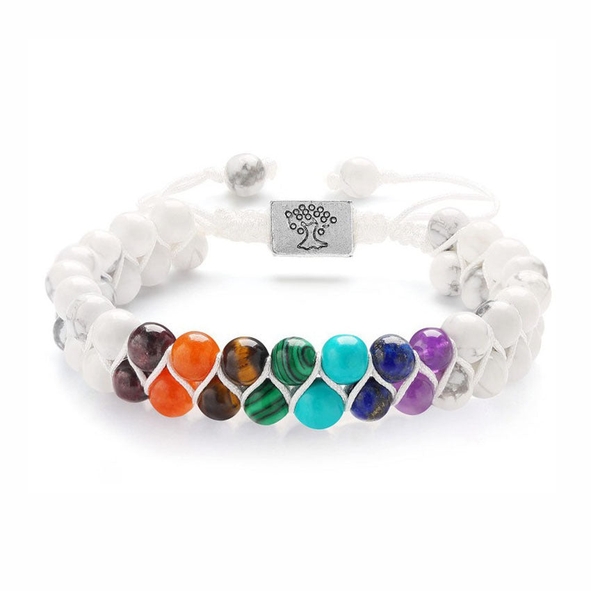 Double-Layer Natural Volcanic Lava Stone & Green Aventurine Yoga Bracelet