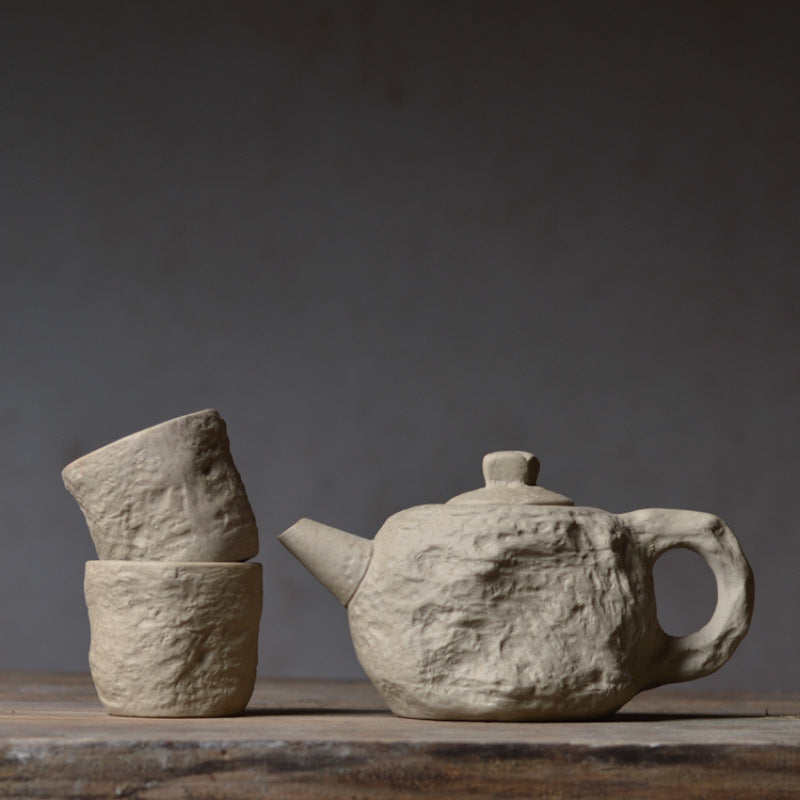 ZenStone: Handcrafted Meditation Teapot & Cup Set for Tranquil Tea Rituals