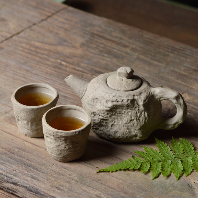 ZenStone: Handcrafted Meditation Teapot & Cup Set for Tranquil Tea Rituals