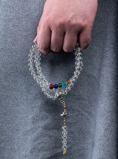 White crystal Buddha beads