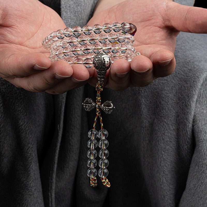 White crystal Buddha beads