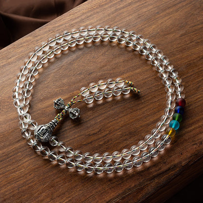 White crystal Buddha beads