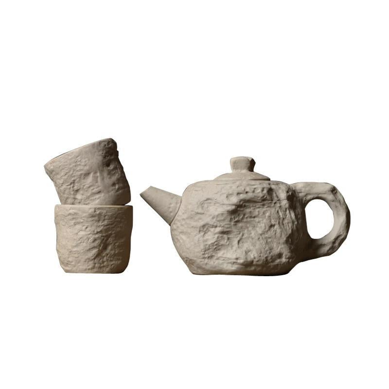 ZenStone: Handcrafted Meditation Teapot & Cup Set for Tranquil Tea Rituals