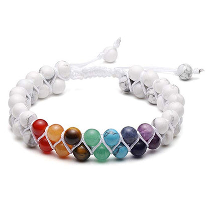 Double-Layer Natural Volcanic Lava Stone & Green Aventurine Yoga Bracelet