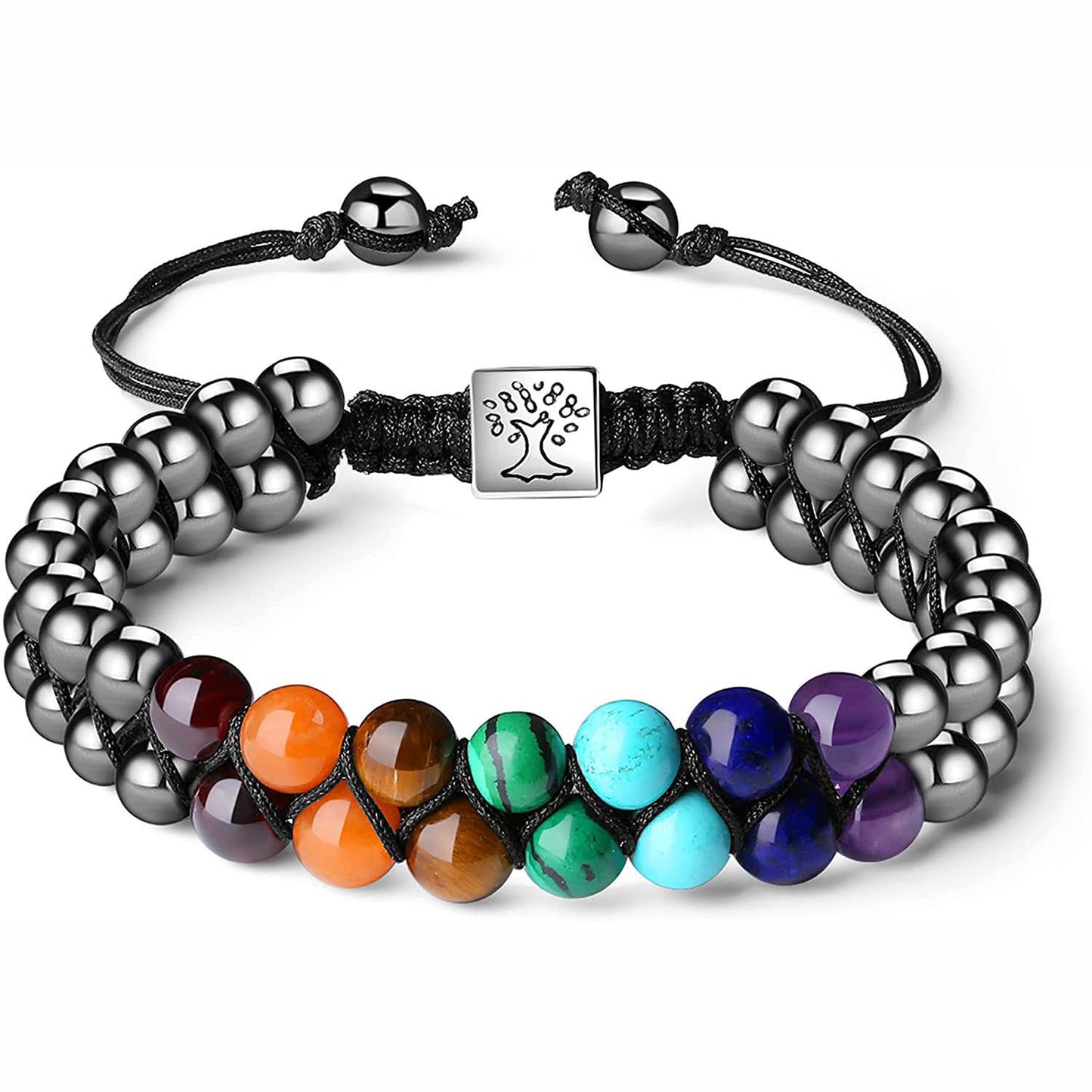 Double-Layer Natural Volcanic Lava Stone & Green Aventurine Yoga Bracelet