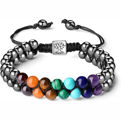 Double-Layer Natural Volcanic Lava Stone & Green Aventurine Yoga Bracelet