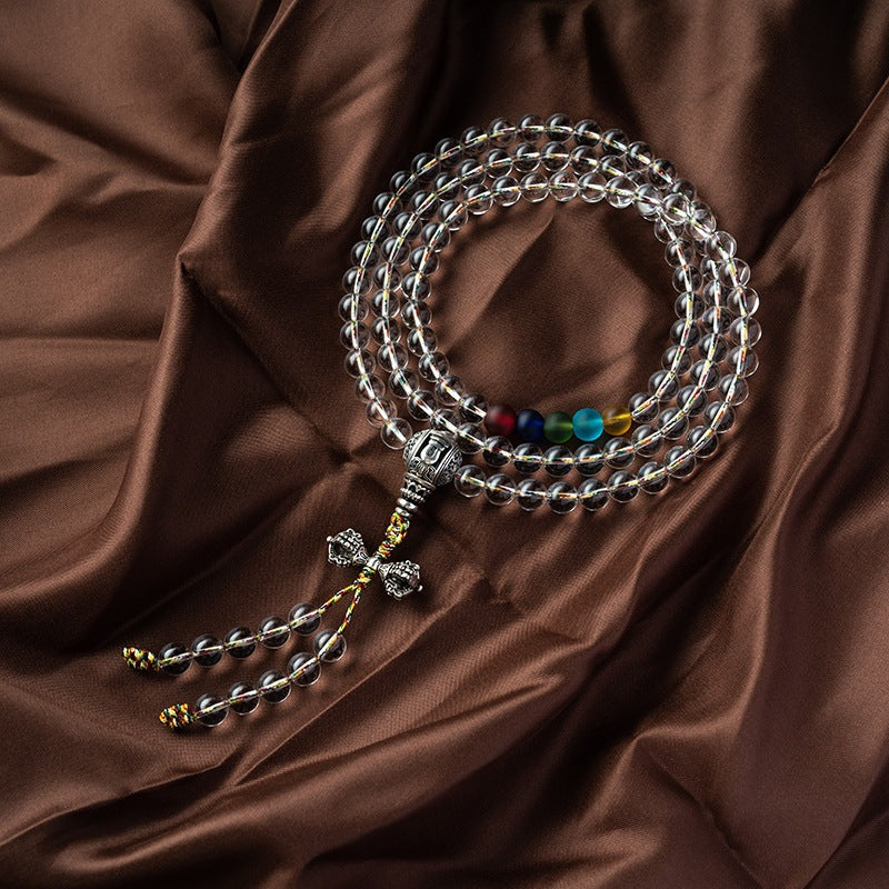 White crystal Buddha beads