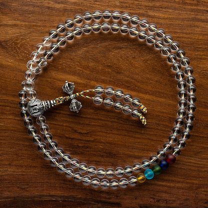 White crystal Buddha beads