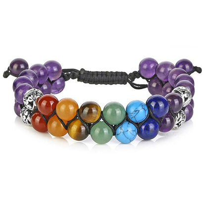 Double-Layer Natural Volcanic Lava Stone & Green Aventurine Yoga Bracelet