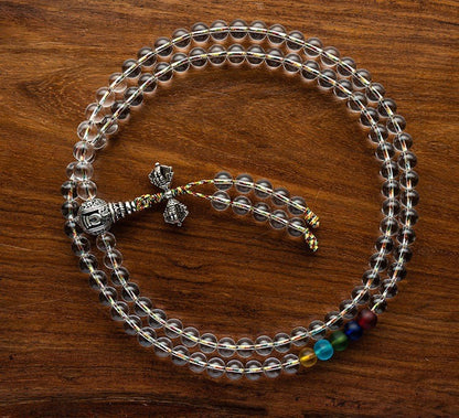 White crystal Buddha beads